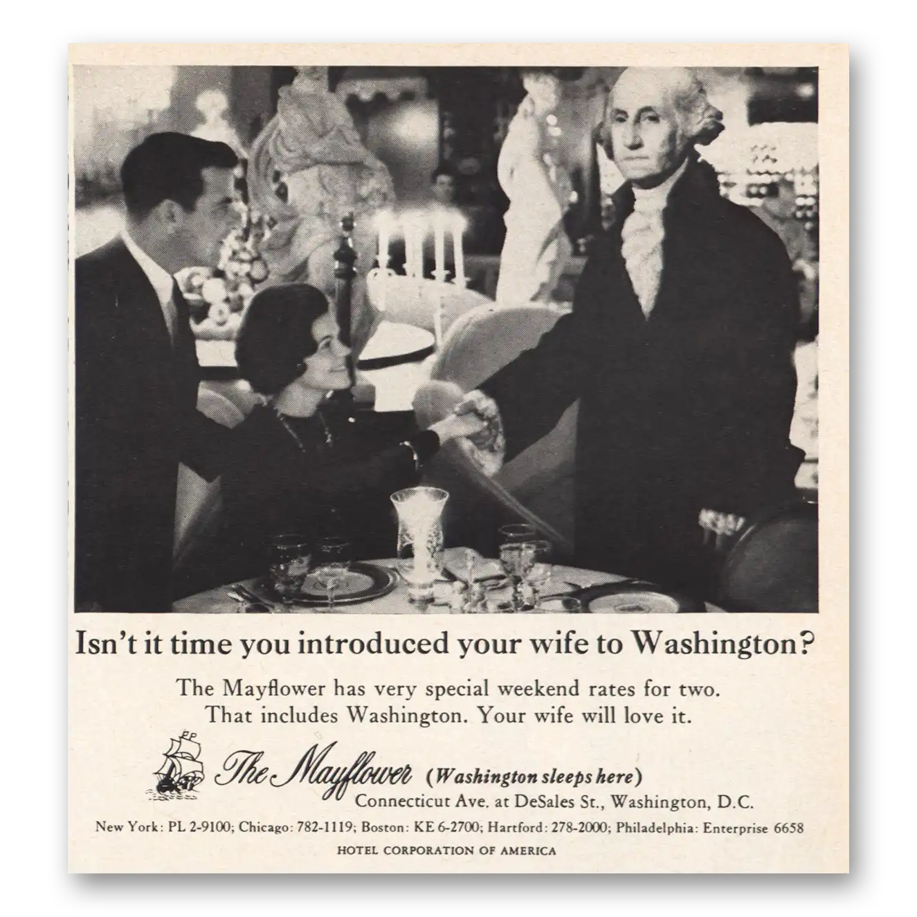 1967 Mayflower Hotel Introduced Your Wife to Washington Vintage Magazine Print Ad