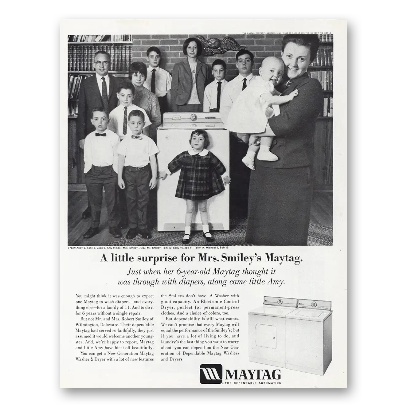 1967 Maytag Washer Dryer Little Surprise for Mrs Smileys Maytag Vintage Magazine Print Ad