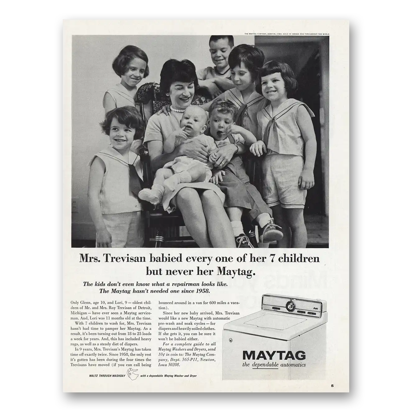 1967 Maytag Washer Mrs Trevisan Vintage Magazine Print Ad