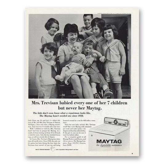 1967 Maytag Washer Mrs Trevisan Vintage Magazine Print Ad