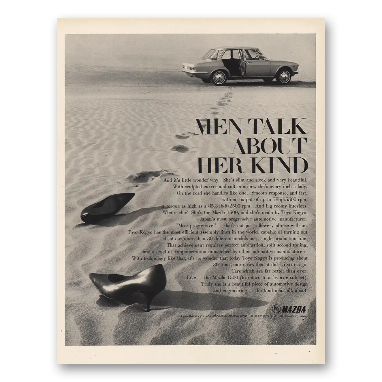 1967 Mazda Men Talk About Her Kind Vintage Magazine Print Ad