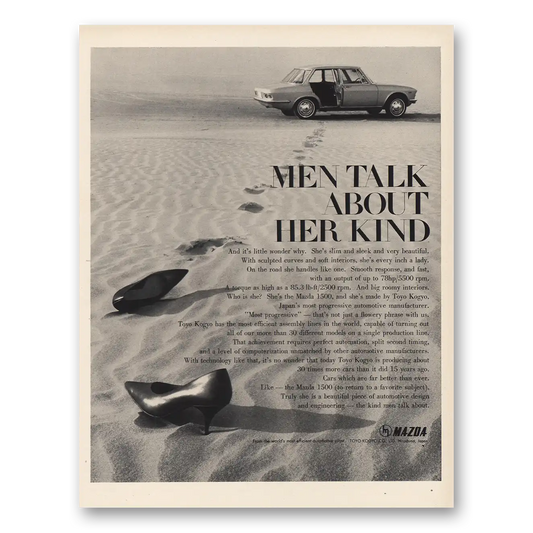 1967 Mazda Men Talk About Her Kind Vintage Magazine Print Ad