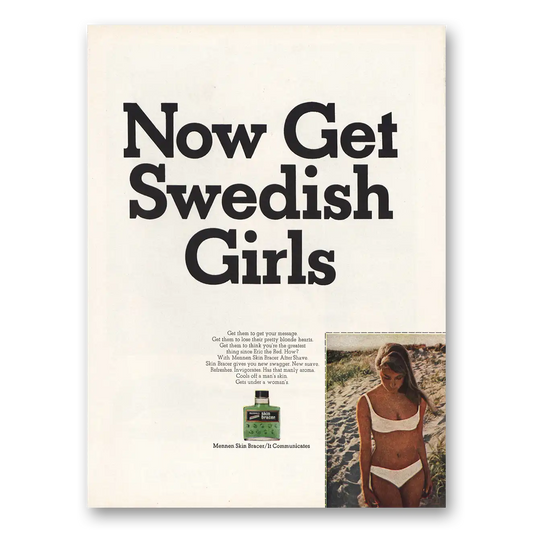 1967 Mennen Skin Bracer Now Get Swedish Girls Vintage Magazine Print Ad