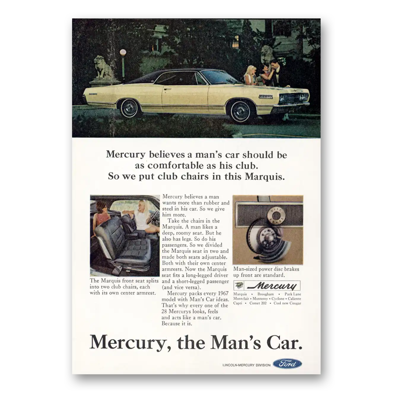 1967 Mercury Marquis Mans Car Vintage Magazine Print Ad