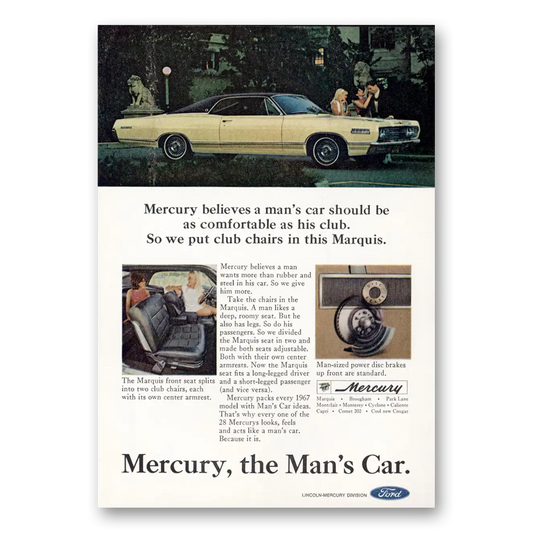 1967 Mercury Marquis Mans Car Vintage Magazine Print Ad