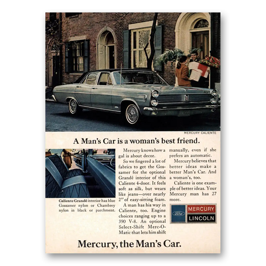 1967 Mercury Caliente Mans Car Is a Womans Best Friend Vintage Magazine Print Ad