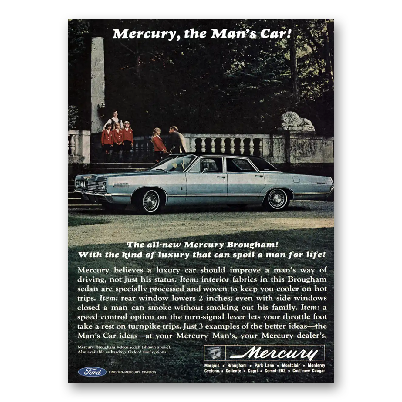 1967 Mercury Brougham Mans Car Vintage Magazine Print Ad