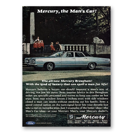 1967 Mercury Brougham Mans Car Vintage Magazine Print Ad