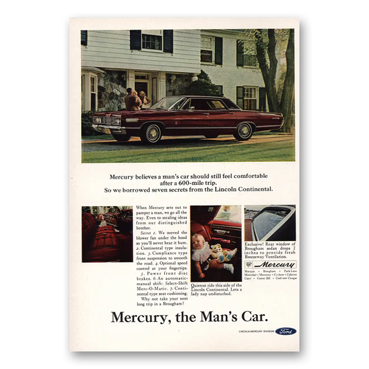 1967 Mercury Brougham Believes Mans Car Should Feel Comfortable Vintage Magazine Print Ad