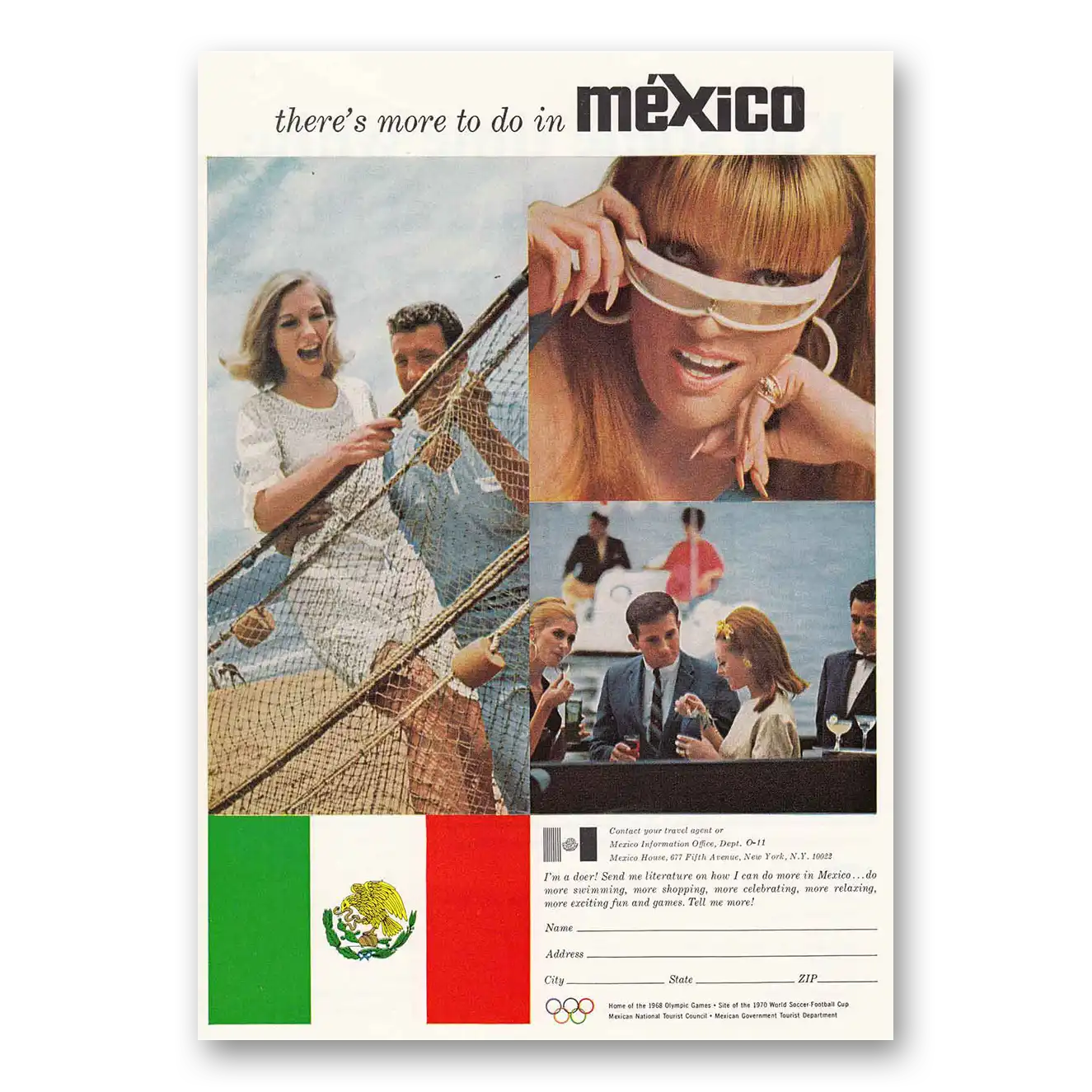 1967 Mexico Theres More to Do in Mexico Vintage Magazine Print Ad