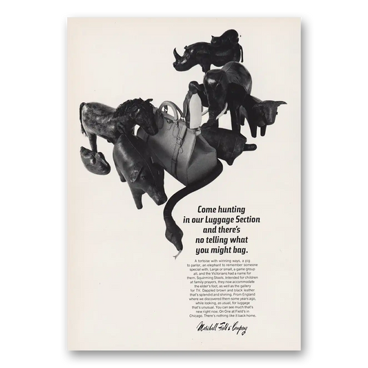 1967 Marshall Field Come Hunting Luggage Section Vintage Magazine Print Ad