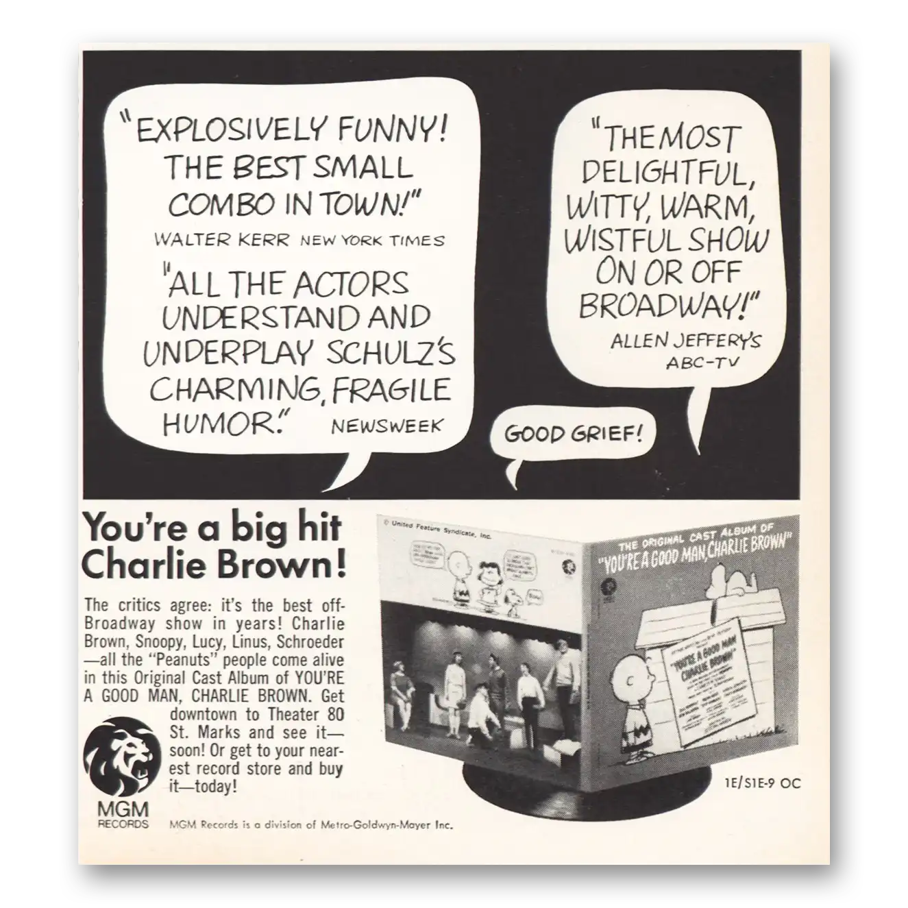 1967 MGM Records Big Hit Charlie Brown Vintage Magazine Print Ad