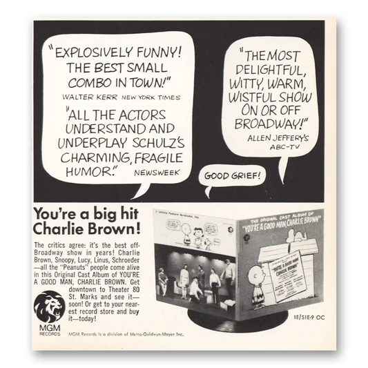 1967 MGM Records Big Hit Charlie Brown Vintage Magazine Print Ad