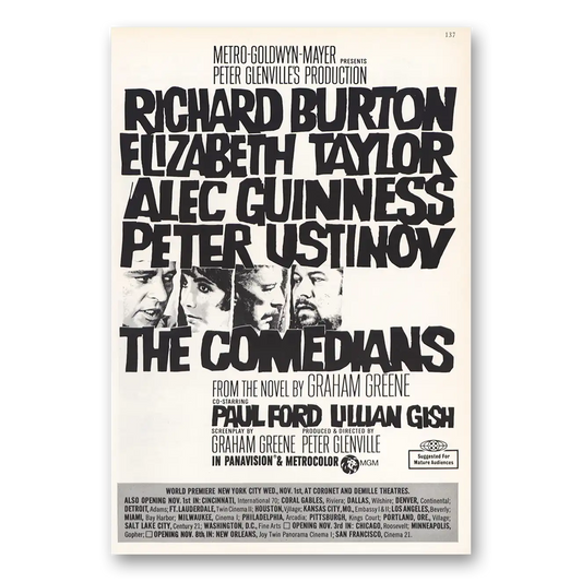 1967 Metro Goldwyn Mayer The Comedians Promo Richard Burton Vintage Magazine Print Ad