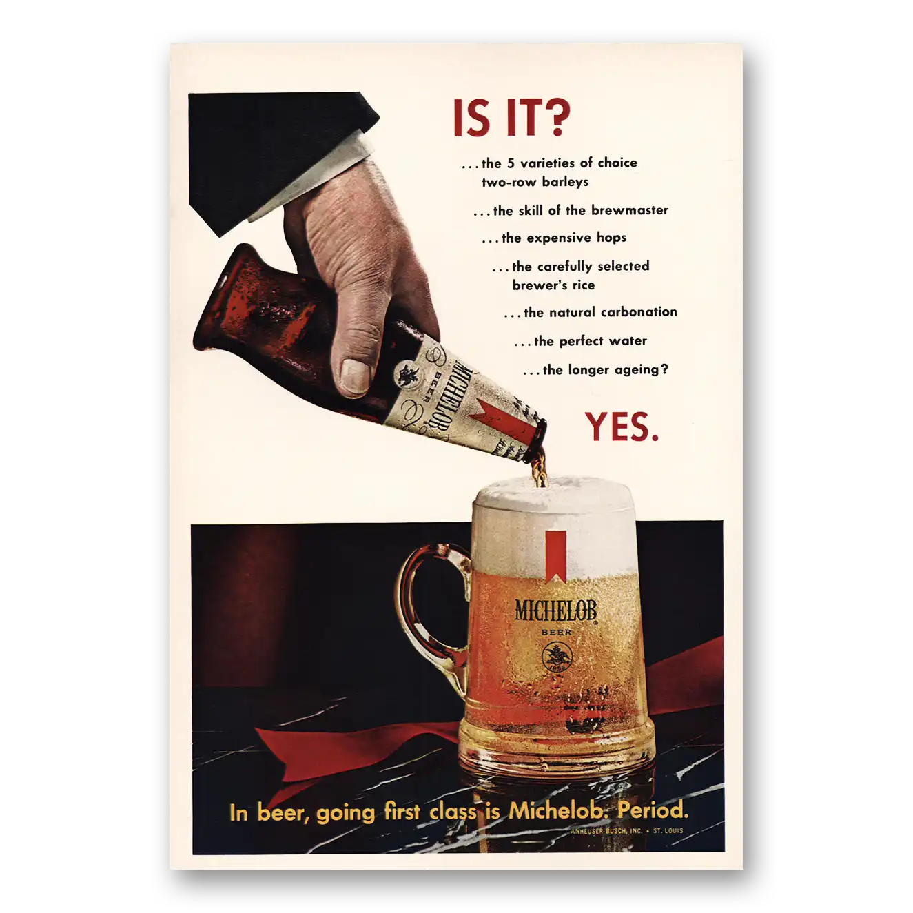 1967 Michelob Beer Is It Vintage Magazine Print Ad