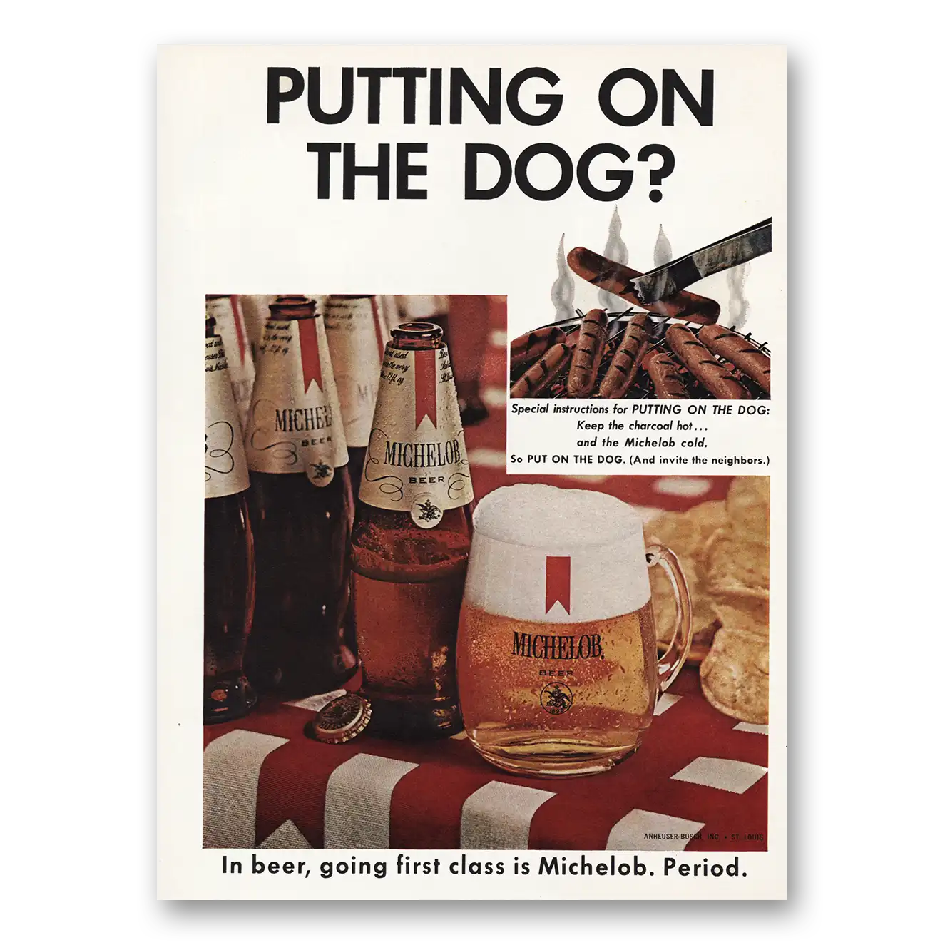 1967 Michelob Beer Putting On the Dog Vintage Magazine Print Ad
