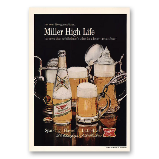 1967 Miller Beer Beer Steins Vintage Magazine Print Ad