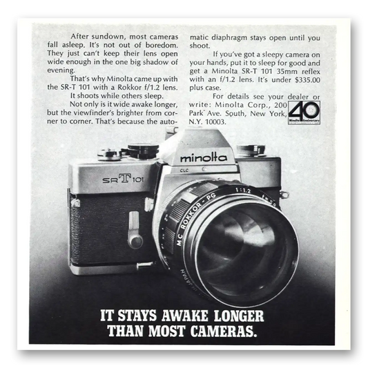 1967 Minolta Camera Stays Awake Longer Than Most Cameras Vintage Magazine Print Ad