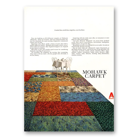 1967 Mohawk Carpet Mills Noise Less Scrub Less Vintage Magazine Print Ad