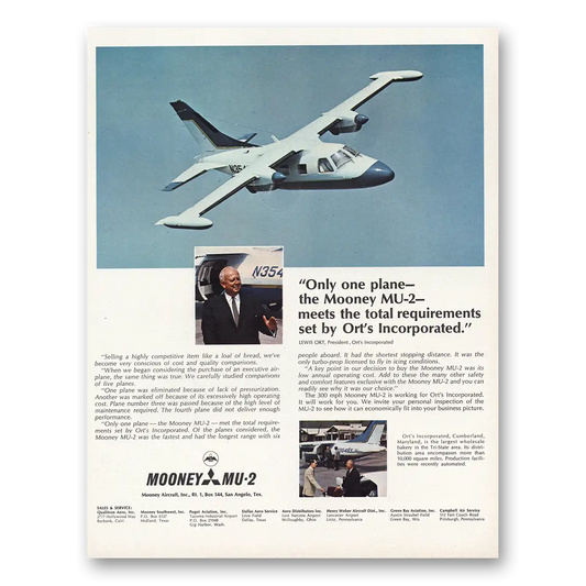 1967 Mooney Aircraft Total Requirements Vintage Magazine Print Ad