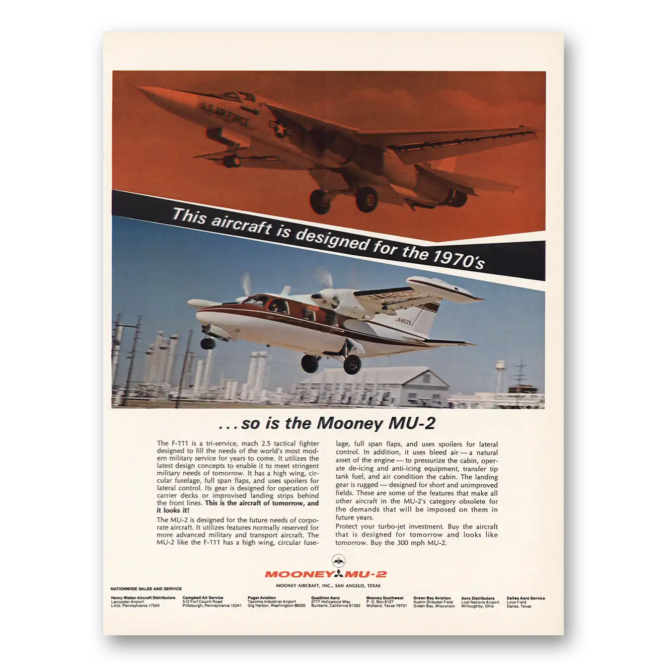 1967 Mooney Aircraft Aircraft Designed for the 1970s Vintage Magazine Print Ad