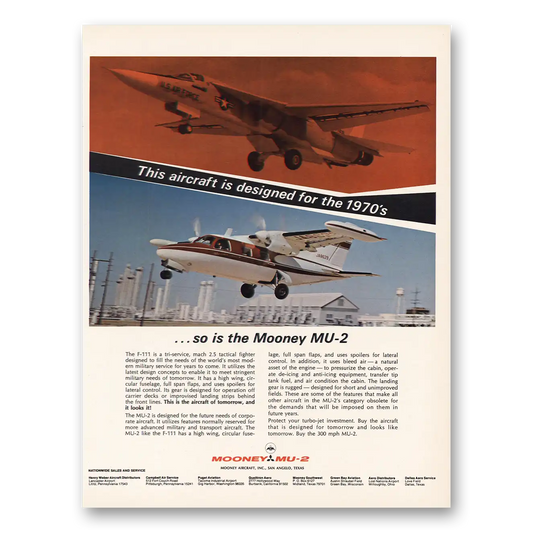 1967 Mooney Aircraft Aircraft Designed for the 1970s Vintage Magazine Print Ad