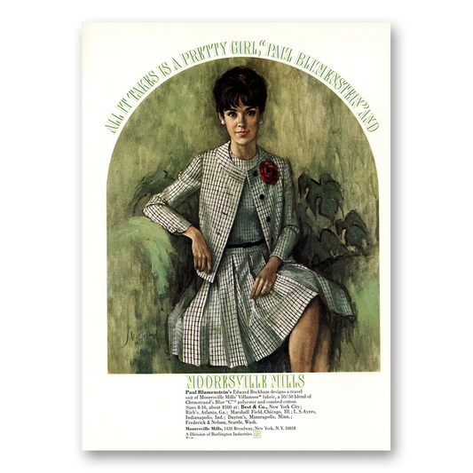 1967 Mooresville Mills Fashion All It Takes Is a Pretty Girl Vintage Magazine Print Ad