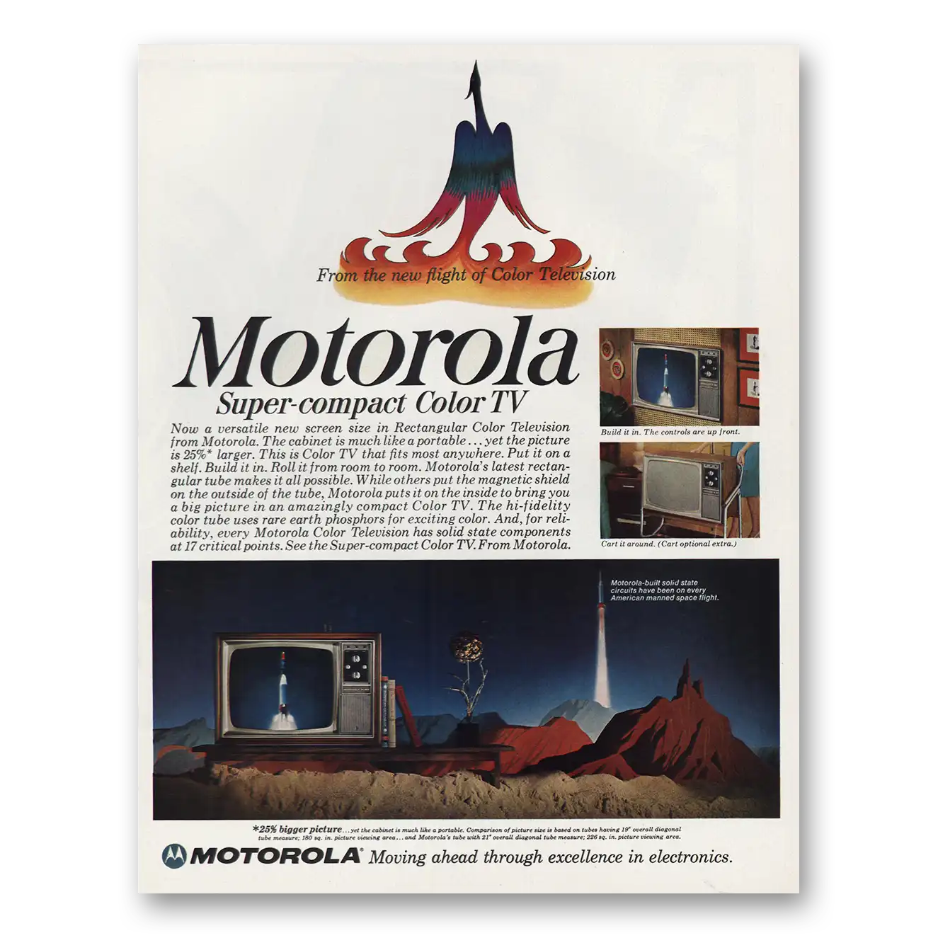 1967 Motorola Television Super Compact Color TV Vintage Magazine Print Ad