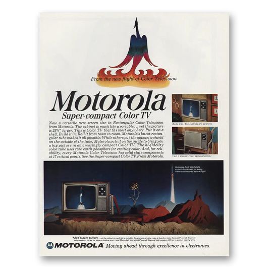 1967 Motorola Television Super Compact Color TV Vintage Magazine Print Ad