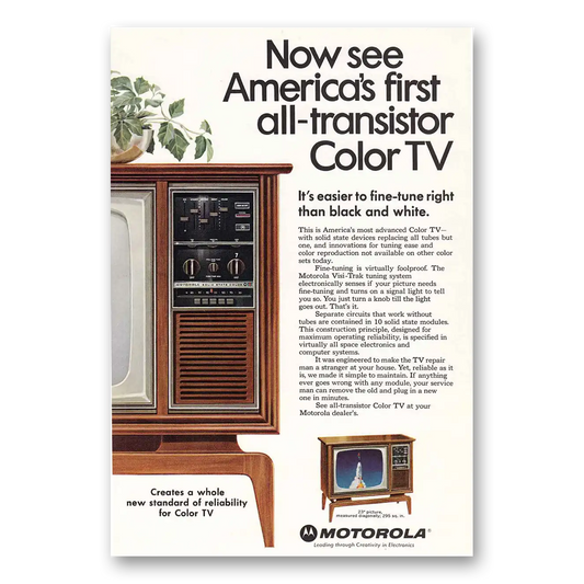 1967 Motorola Television All Transistor Color TV Vintage Magazine Print Ad