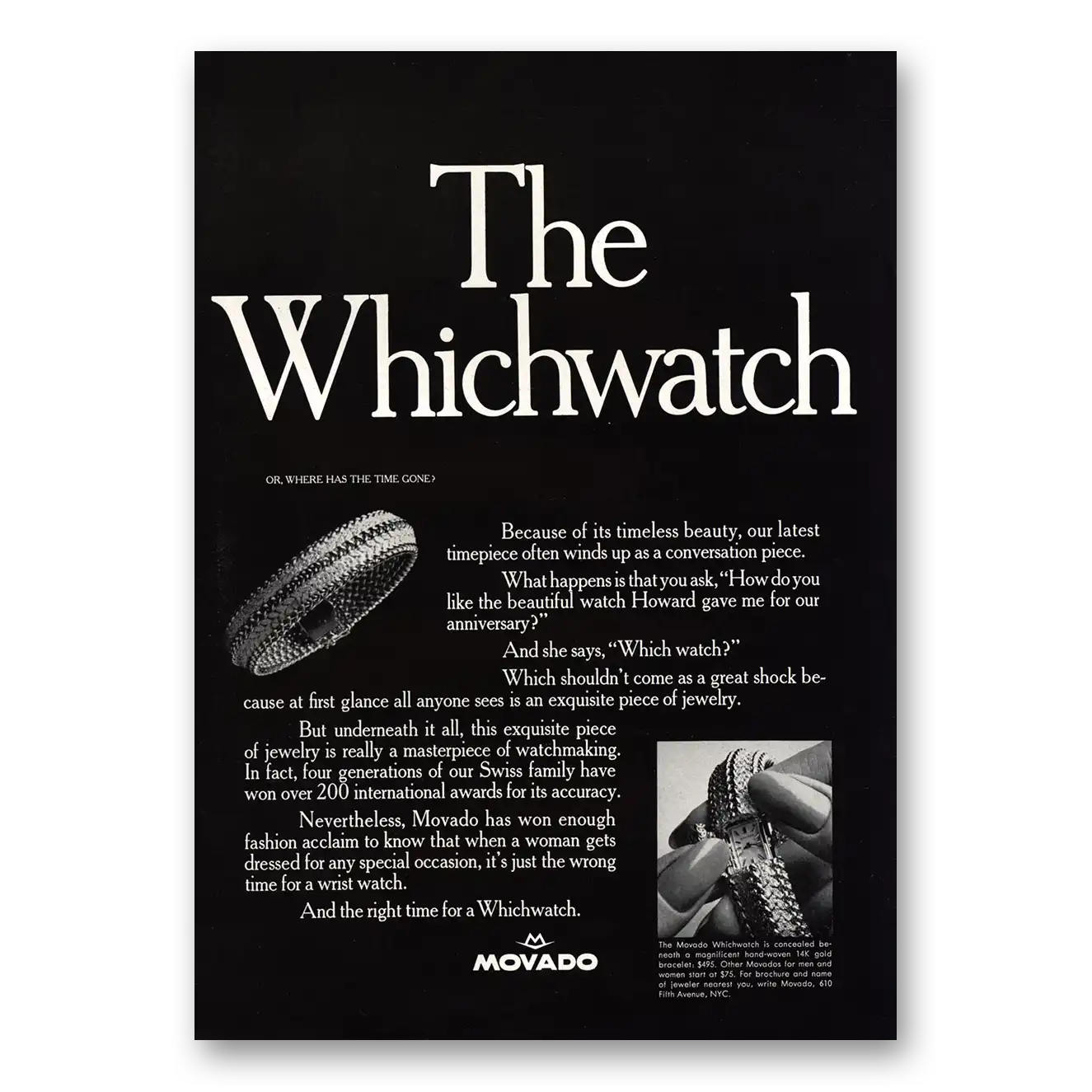 1967 Movado Watch Whichwatch Vintage Magazine Print Ad