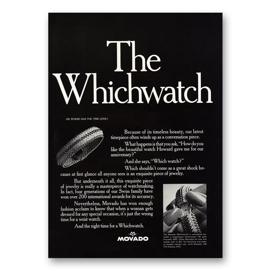 1967 Movado Watch Whichwatch Vintage Magazine Print Ad