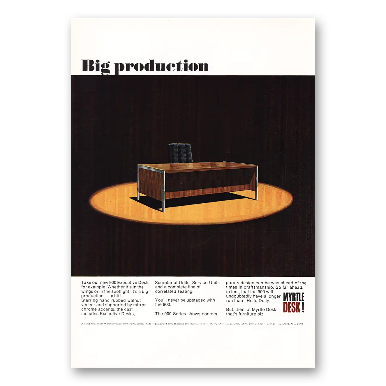 1967 Myrtle Desk Big Production Vintage Magazine Print Ad