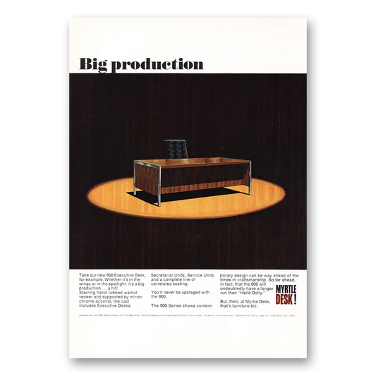 1967 Myrtle Desk Big Production Vintage Magazine Print Ad