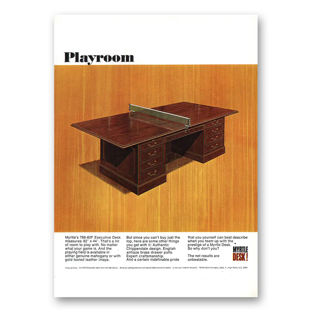 1967 Myrtle Desk Playroom Vintage Magazine Print Ad