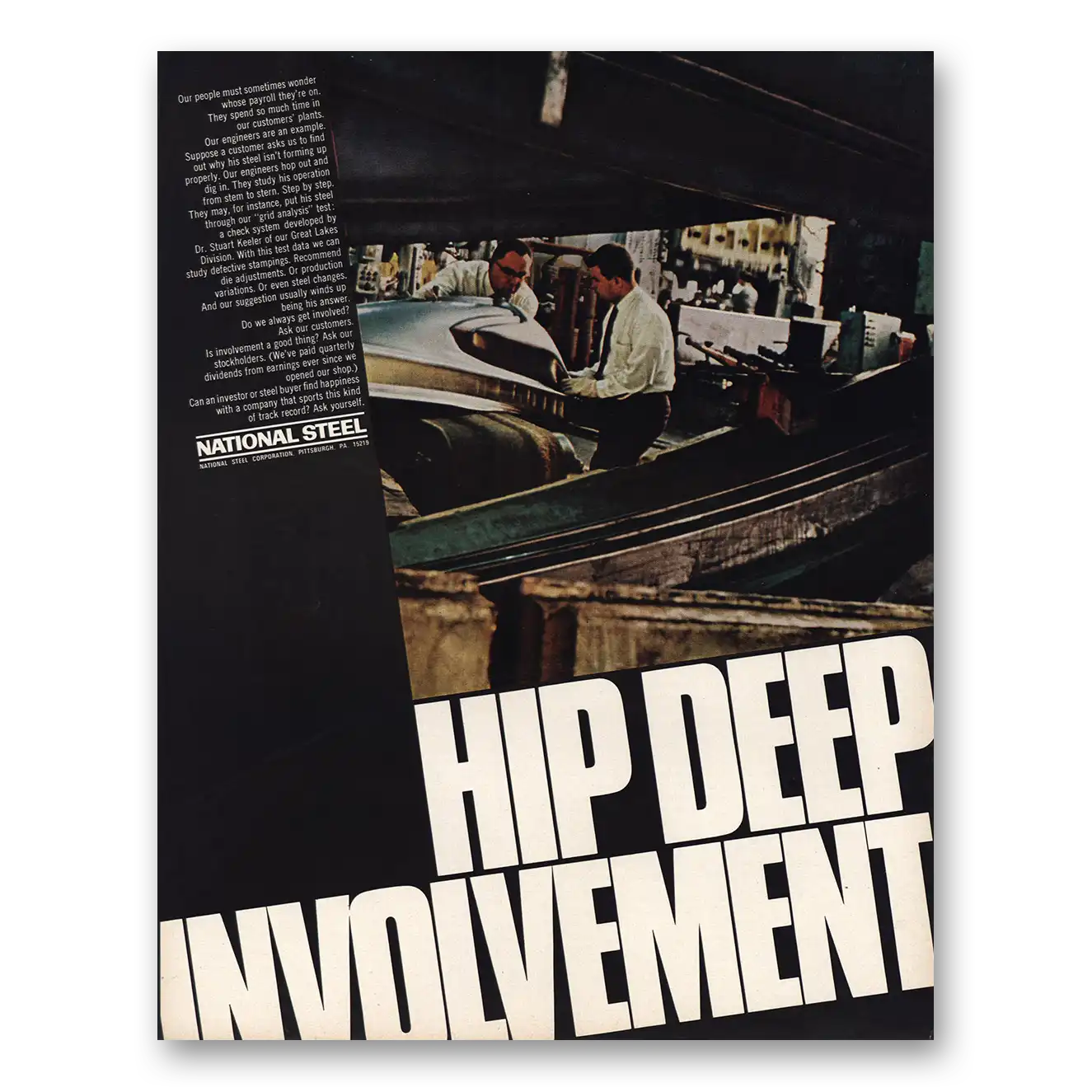 1967 National Steel Hip Deep Involvement Vintage Magazine Print Ad