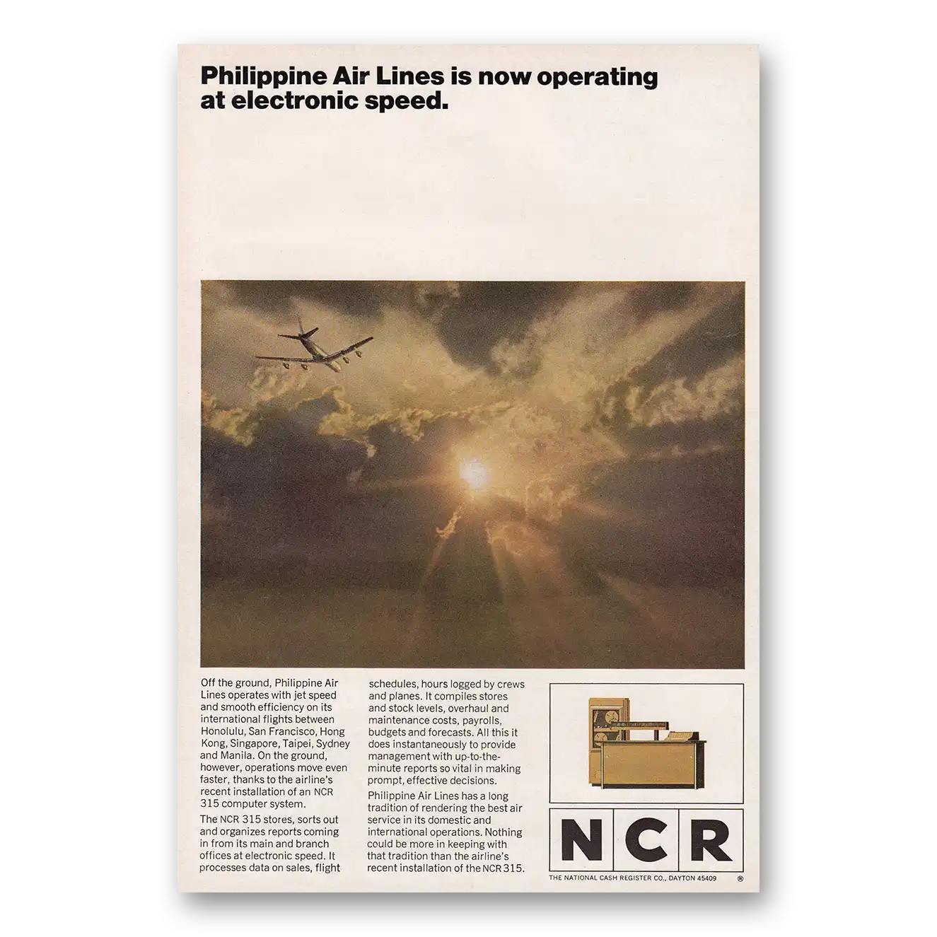 1967 NCR Now Operating at Electronic Speed Vintage Magazine Print Ad