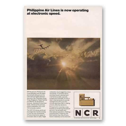 1967 NCR Now Operating at Electronic Speed Vintage Magazine Print Ad