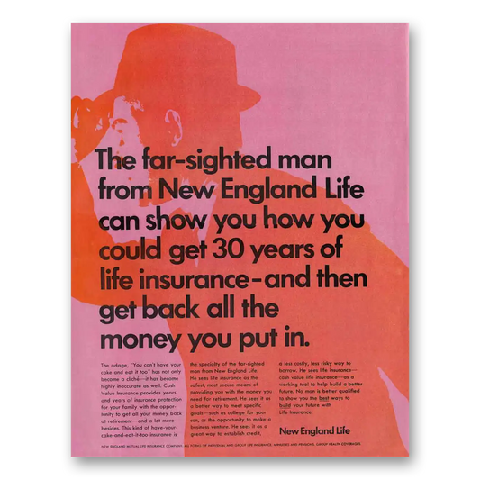 1967 New England Mutual Life Insurance Far Sighted Man Vintage Magazine Print Ad