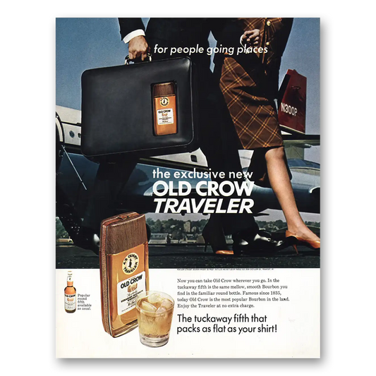 1967 Old Crow Tuckaway Fifth That Packs Flat Vintage Magazine Print Ad