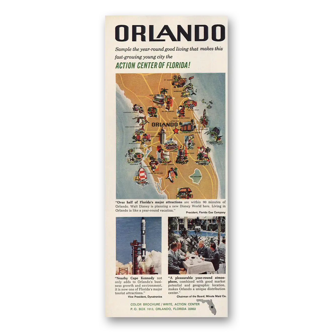 1967 Orlando Florida Sample Year Round Good Living Disney Vintage Magazine Print Ad