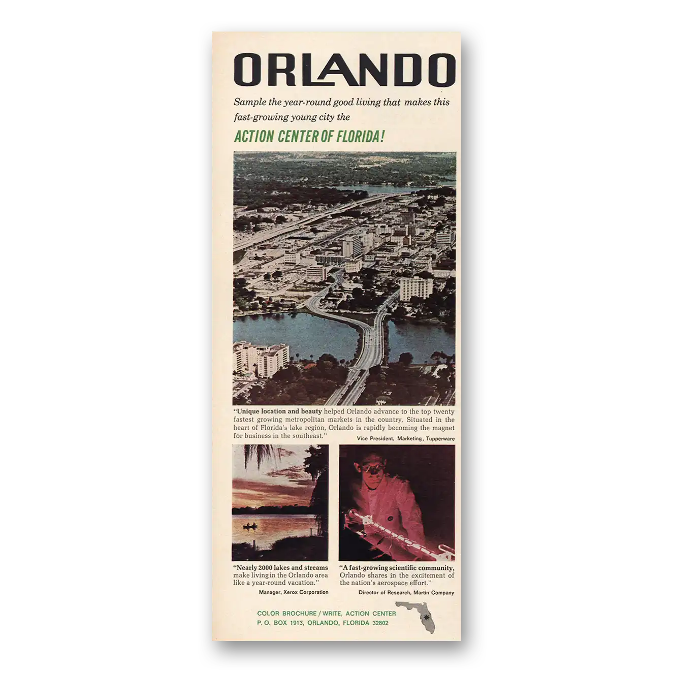 1967 Orlando Florida Action Center of Florida Vintage Magazine Print Ad