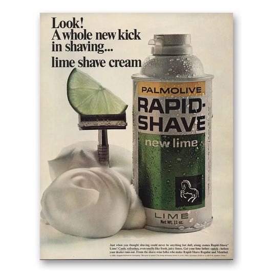 1967 Palmolive Shaving Cream Rapid Shave Lime Shave Cream Vintage Magazine Print Ad