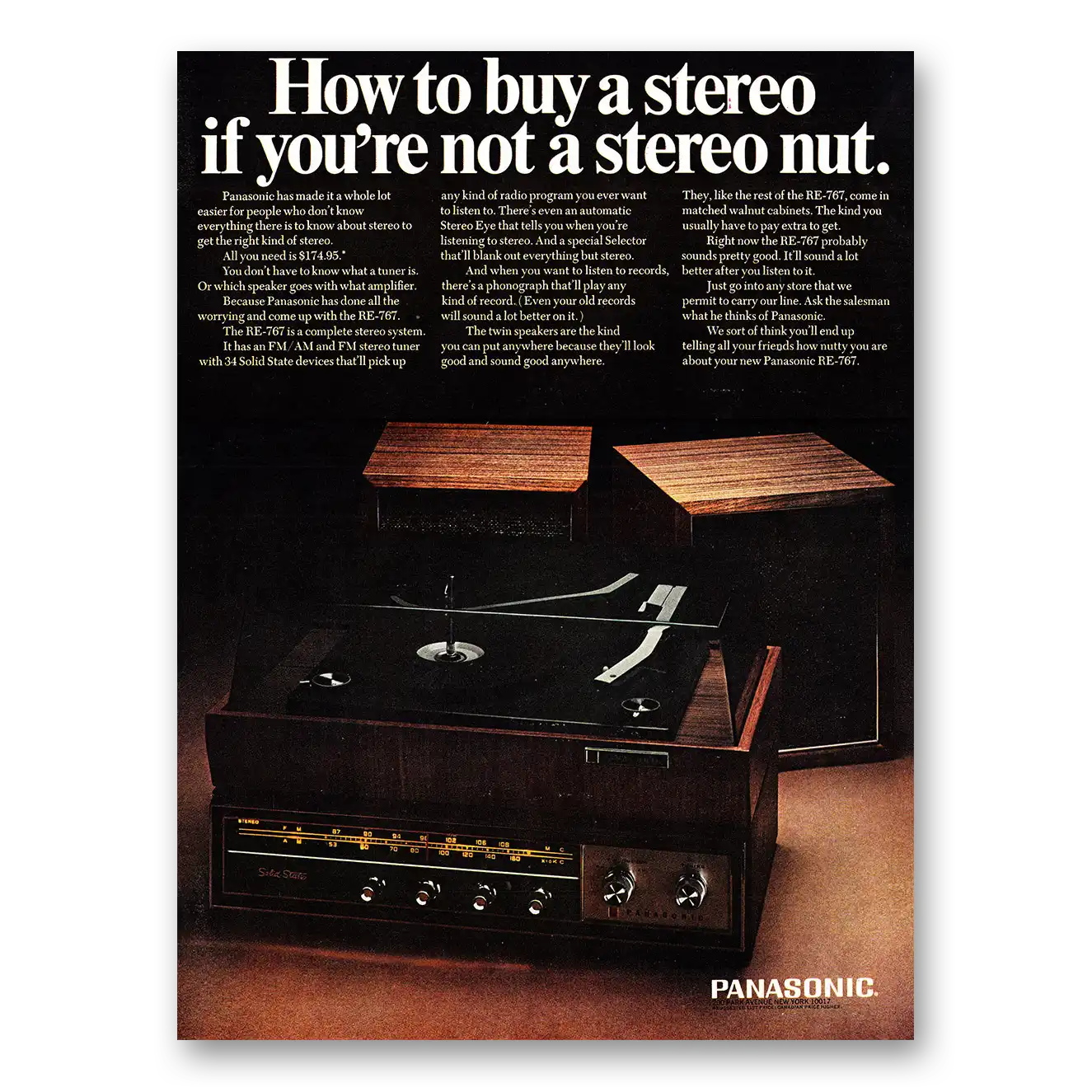 1967 Panasonic Stereo Stereo Nut Vintage Magazine Print Ad