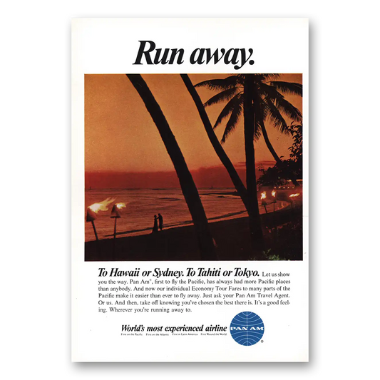 1967 Pan Am Run Away Vintage Magazine Print Ad