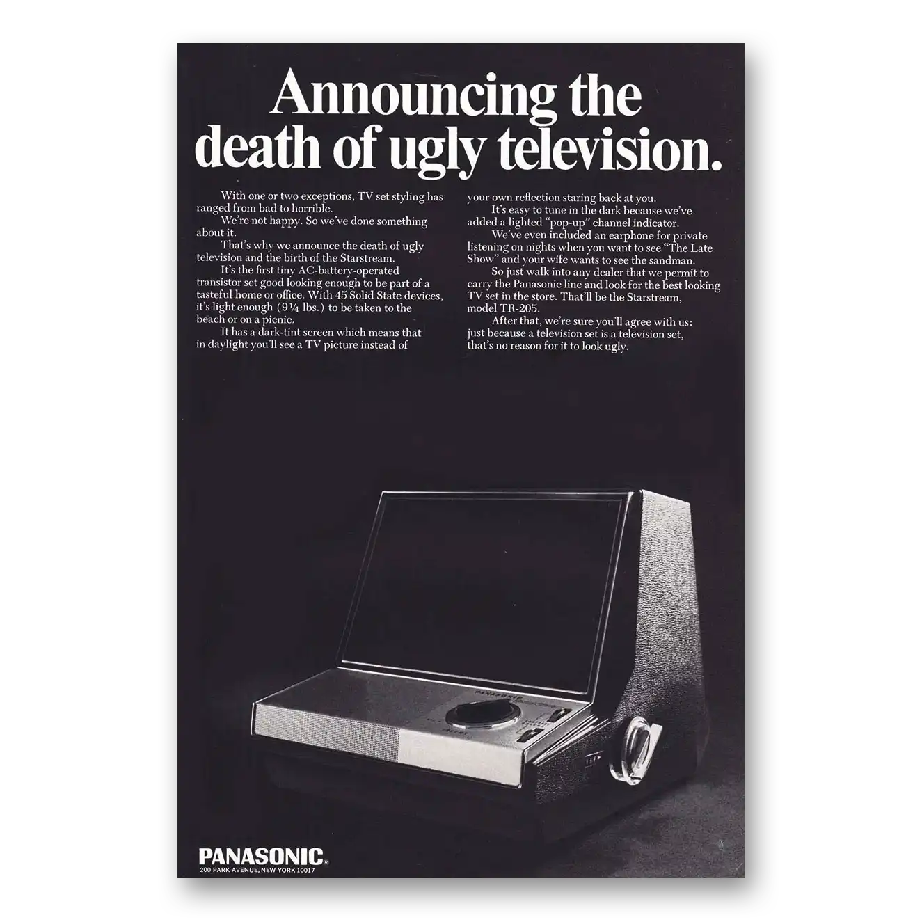 1967 Panasonic Television Ugly Television Vintage Magazine Print Ad