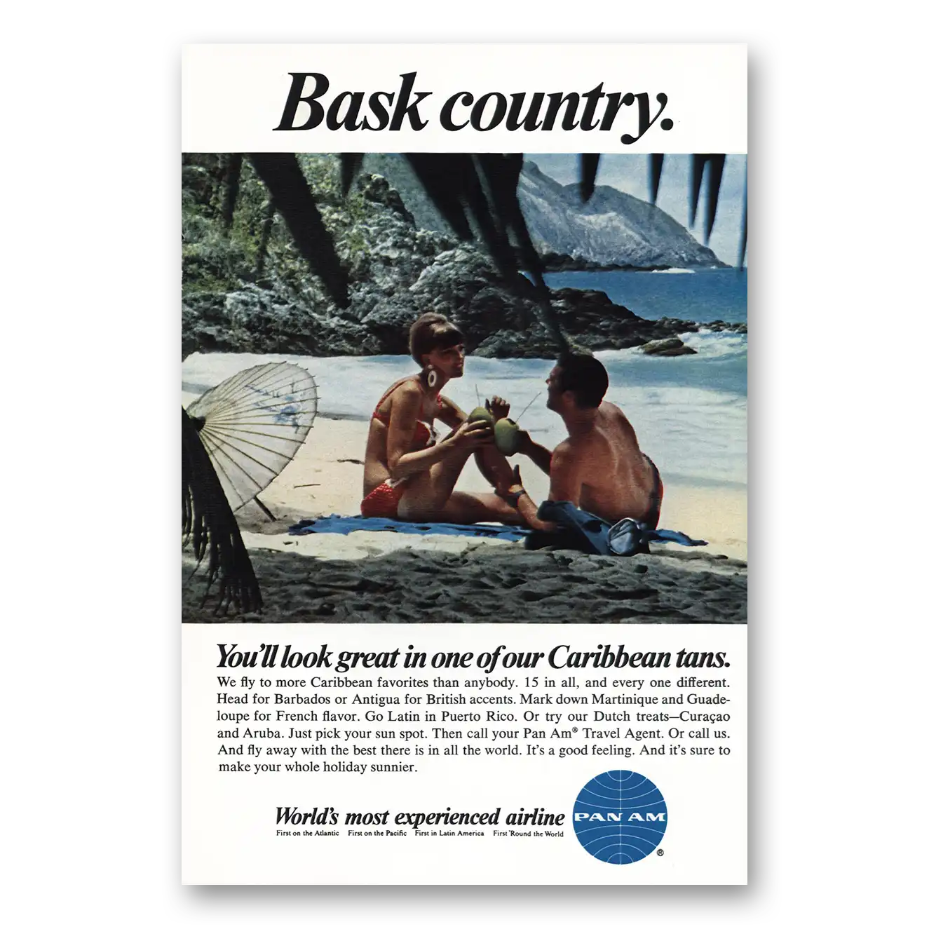 1967 Pan Am Bask Country Vintage Magazine Print Ad