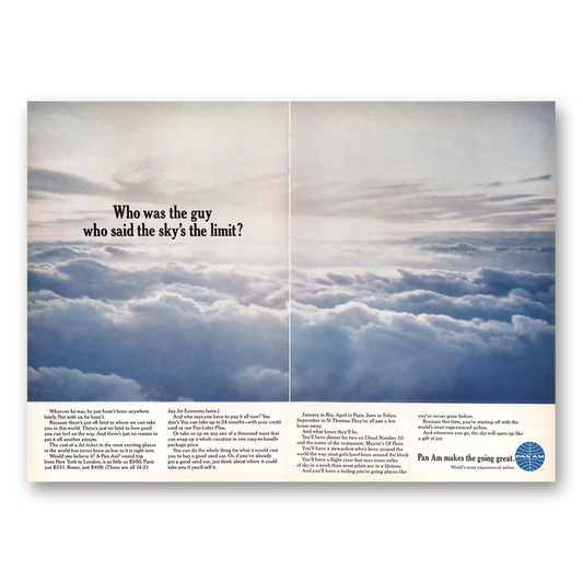 1967 Pan Am Guy Who Said Skys the Limit Vintage Magazine Print Ad