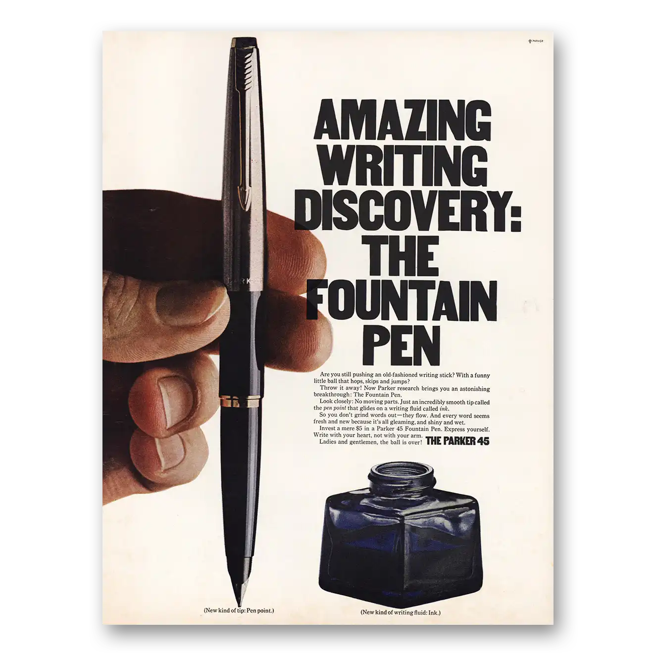 1967 Parker Fountain Pen Amazing Writing Discovery Fountain Pen Vintage Magazine Print Ad