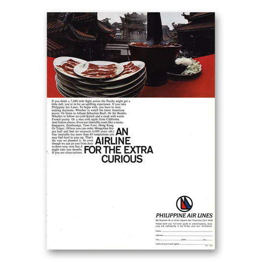 1967 Philippine Airlines Airline for Extra Curious Vintage Magazine Print Ad